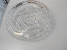 STAR OF DAVID ETCHED CRYSTAL GLASS ASHTRAY 4 3/4" X 1 1/4"