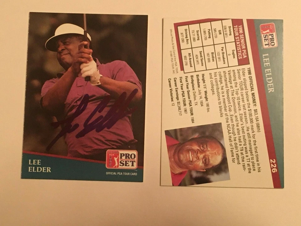 Lee Elder Golf Legend hand signed in person 1991 Pro Set Golf card # 226 - Image 2 of 3