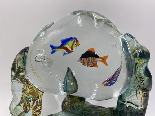 Atemberaubender Vintage Murano Glas Studio Kunst Glas Fisch Aquarium Korallenriff Briefbeschwerer - Bild 2 von 14