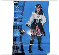 Girls Pirate Lass Costume Sz 7-8 Deluxe Dress Headband Boot Covers Skull Brooch