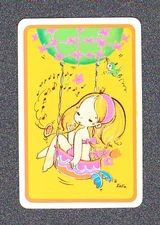 Vintage Swap Playing Card Japanese Favourite KAKO KIDS Children Swap Card yellow