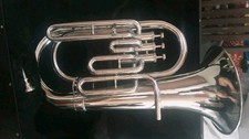 EUPHONIUM HORN 3 VALVE PURE BRASS METAL IN GOLD POLISH CUSHION CASE FREE SHIP