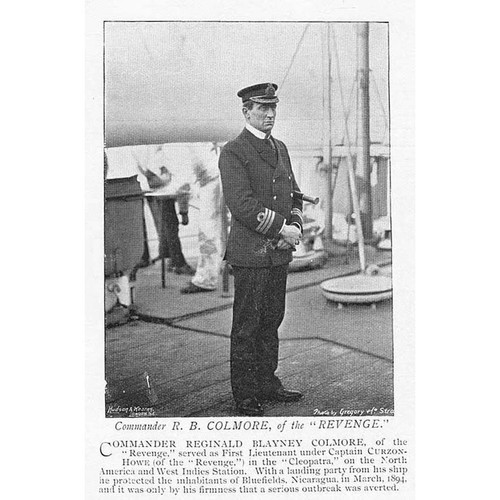 HMS REVENGE Commander Reginald Blayney Colmore - Antique Print 1896