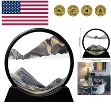 Moving Sand Art Picture Round Glass 3D Deep Sea Sandscape in Motion Display F...