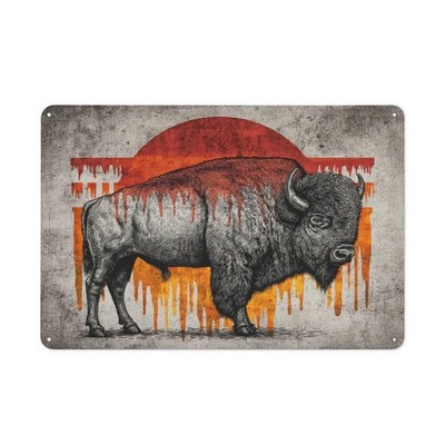 Vintage Blechschild Mit Bison with Dripping Paint Motiv 20x30cm, Als Lockere