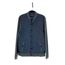 Ted Baker Gray and Blue Shawl Collar Knit Cardigan - Size L - Academia Grandpa