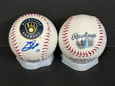 Jackson Chourio Brewers Auto Signed LOGO Baseball Beckett Hologram