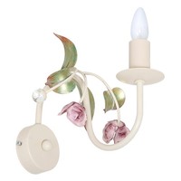 Verspielte Wandleuchte E14 Weiß Wandlampe Leuchte Floral Wand Beleuchtung Glas