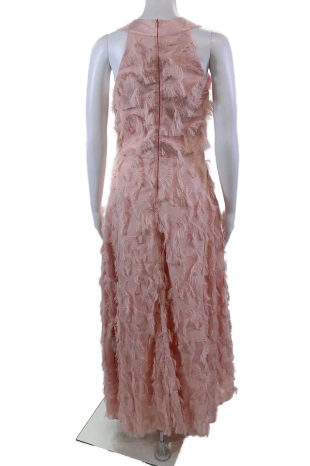 Chic Wish Womens Feather Detail Sleeveless A Line Maxi Dress Pink Size Small - Image 3 of 4