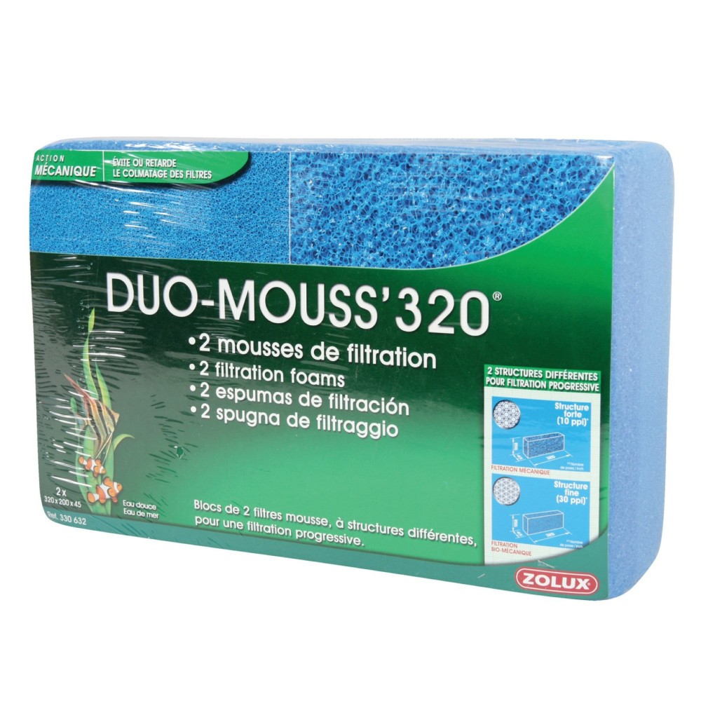 2 mousses de filtration pour aquarium Duo mousse 320 pour maintenir l'eau propre