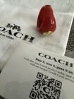 Coach ❤️Signed Burnt Red Resin Ring Size 8 Gold Tone Logo~ NWT & Jewelry Pouch — photo 4