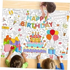 Happy Birthday Coloring Tablecloth for Kids, Giant Coloring Table Birthday-01