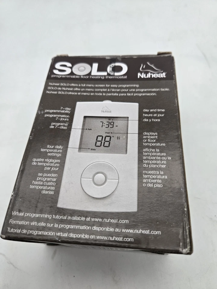 Termostato de calefacción por suelo radiante de doble voltaje programable blanco Nuheat Solo Foto 2 de 3