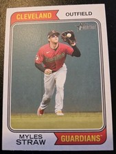 2023 Topps Heritage Baseball Myles Straw #166 Cleveland Guardians