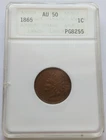 1865 Indian Head Cent Fancy 5 - ANACS AU 50, Penny 1C