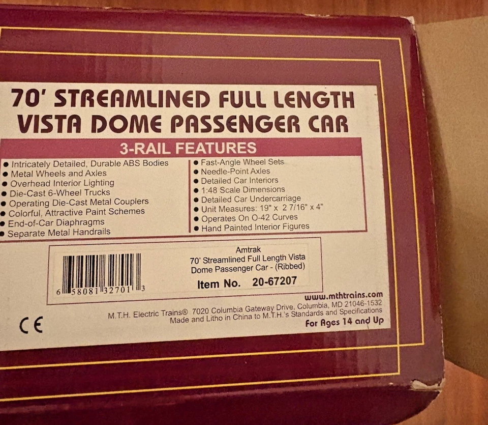 (NIB) MTH 70' обтекаемый ребристый RPO и Vista Pass. Автомобили No 20-67207 и 20-68207 - Изображение 2 из 4
