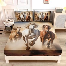 Horse Bedding Western Fitted Sheets for Teens,Farm Animal Bedding Set for Kid...