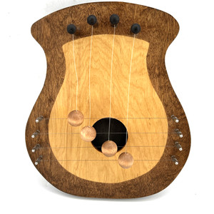 Wooden Door Harp Folk Art 11.5”x10”