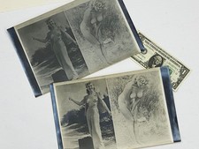 (2) 1940's Vintage *Hershel Wolfson PIN-UP EXPOSURE TEST PRINTS* 11x7 Waxy Print