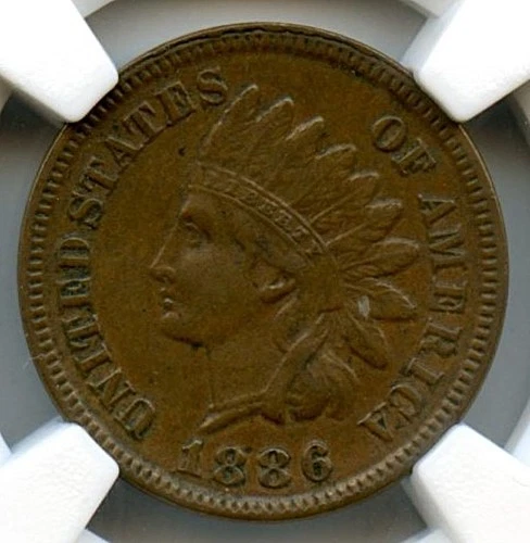 1886 Type 1 Indian Cent, NGC AU 55 BN