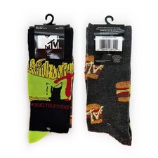 MTV Fast Food Crew Socks Burger French Fries Mens Womens Retro Music 90s TV Gift