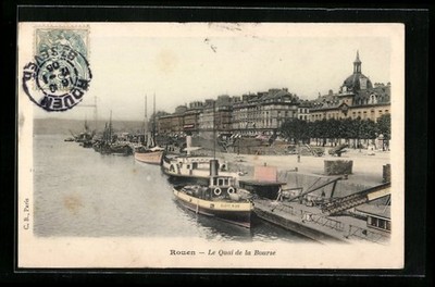 Ansichtskarte Rouen, Le Quai de la Bourse 1905 