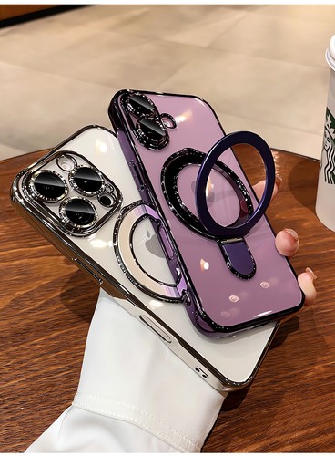 For iPhone 16 Pro Max Case with Magnetic Stand, TPU, Shockproof & Clear - 第 11/18 張圖片