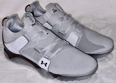 UNDER ARMOUR UA HOVR Tour Knit Mod Grey Black Golf Shoes Cleats Mens Sz 10