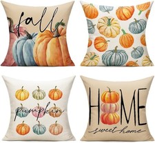 Fall Decorations for Home, Pillow Covers 18x18 Set of 4, Autumn Colorful