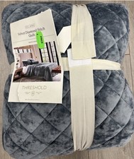 Queen / Full Threshold Velvet Diamond Luxe Comforter Charcoal Grey - New No Tags