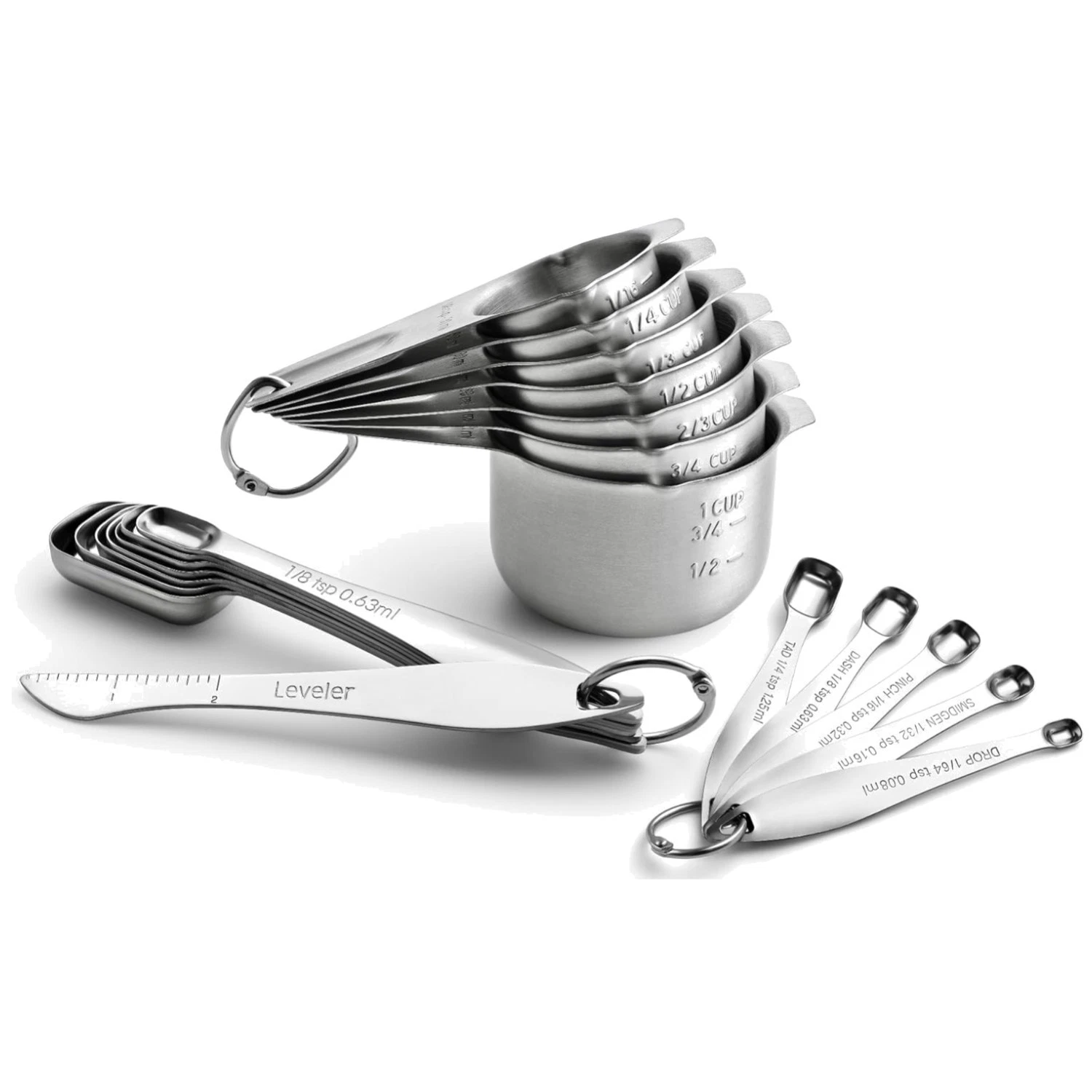 Complete Stainless Steel Measuring Cups & Spoons Set