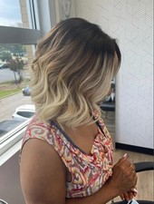 Ombre Brown Blonde Short Wave 13x4 Lace Front Wig 100% Human Hair Wig