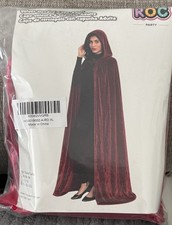 Velvet Hooded Cape Cosplay Cloak Burgundy/Wine/Red Adult Party Halloween Size XL