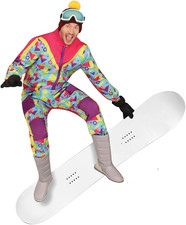 Costume Da Uomo Tuta Da Neve Retrò - Tuta Divertente Da Sci Colorata Anni '80 - 