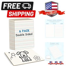 6-Pack Dry Erase Boards, Double-Sided Mini Whiteboards with Lines for Kids, S...
