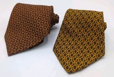 Pair of Vintage Hermes Mens Tie Geometric, H Pattern Designer Silk