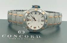 Concord Saratoga Steel & 18K Rose Gold 24.C2.1894 Men's Quartz Date Watch & Box