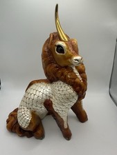 Windstone Editions Pena Male Ki-Rin Figurine Brown White Gold Horn N. Hollywood