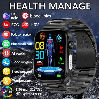 #ad ECG PPG Smart Watch Heart Rate Blood Pressure Body Temperature Notifications UK GBP 27.99