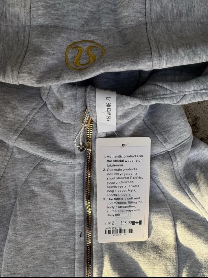 Sudadera con capucha de buceo gris Lululemon cuerpo completo + conjunto de pantalones deportivos (para mujer / talla 2 superior) Foto 2 de 2