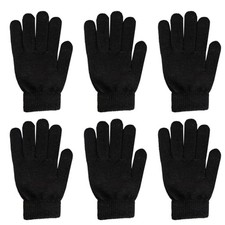 Men Women Winter Magic Knit Gloves Warm Stretchy for Driving Medium Black