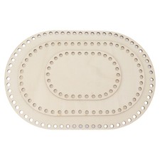 3Pcs Wooden Basket Bottom Oval Blank Solid Crochet Basket Wood Base For DIY