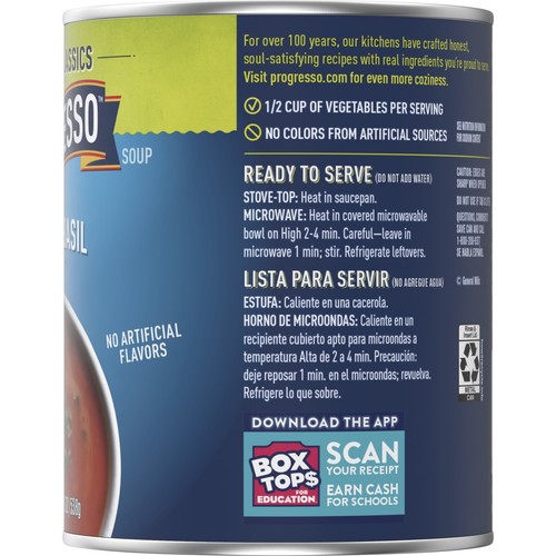 6 pack Progresso Tomato Basil Soup, Vegetable Classics Canned, Gluten Free 19 oz - Picture 8 of 10