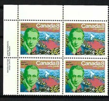 CANADA - SCOTT 654 - VFNH - UL PLATE BLOCK - GUGLIELMO MARCONI - 1974
