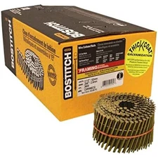 BOSTITCH Framing Nails, Wire Collated Coil, Thickcoat Galvanized, Round Head,