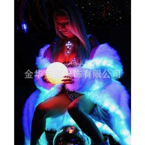 LED Carnival Party Costume Festival Costume Performance Faux Fur Cosplay Jacket - Picture 14 of 28