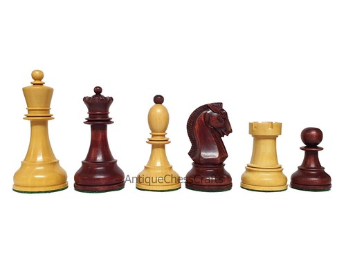 1950s' Fischer Dubrovnik Chess Pieces Boxwood & Mahogany Stained - 3.8 King - Picture 4 of 11