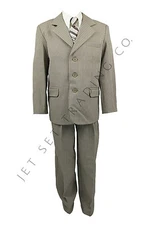 BOYS 5 PC DARK TAUPE SUIT SET  6231DTP PINSTRIPE SIZES 4 - 20