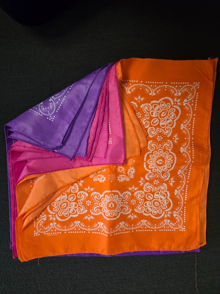 Juego de 15 pañuelos de neón ~ naranja, rosa, púrpura ~ 5x cada color, cuadrado de 20" Foto 2 de 4