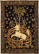 Unicorn in Captivity Medieval - Woven Wall Tapestry